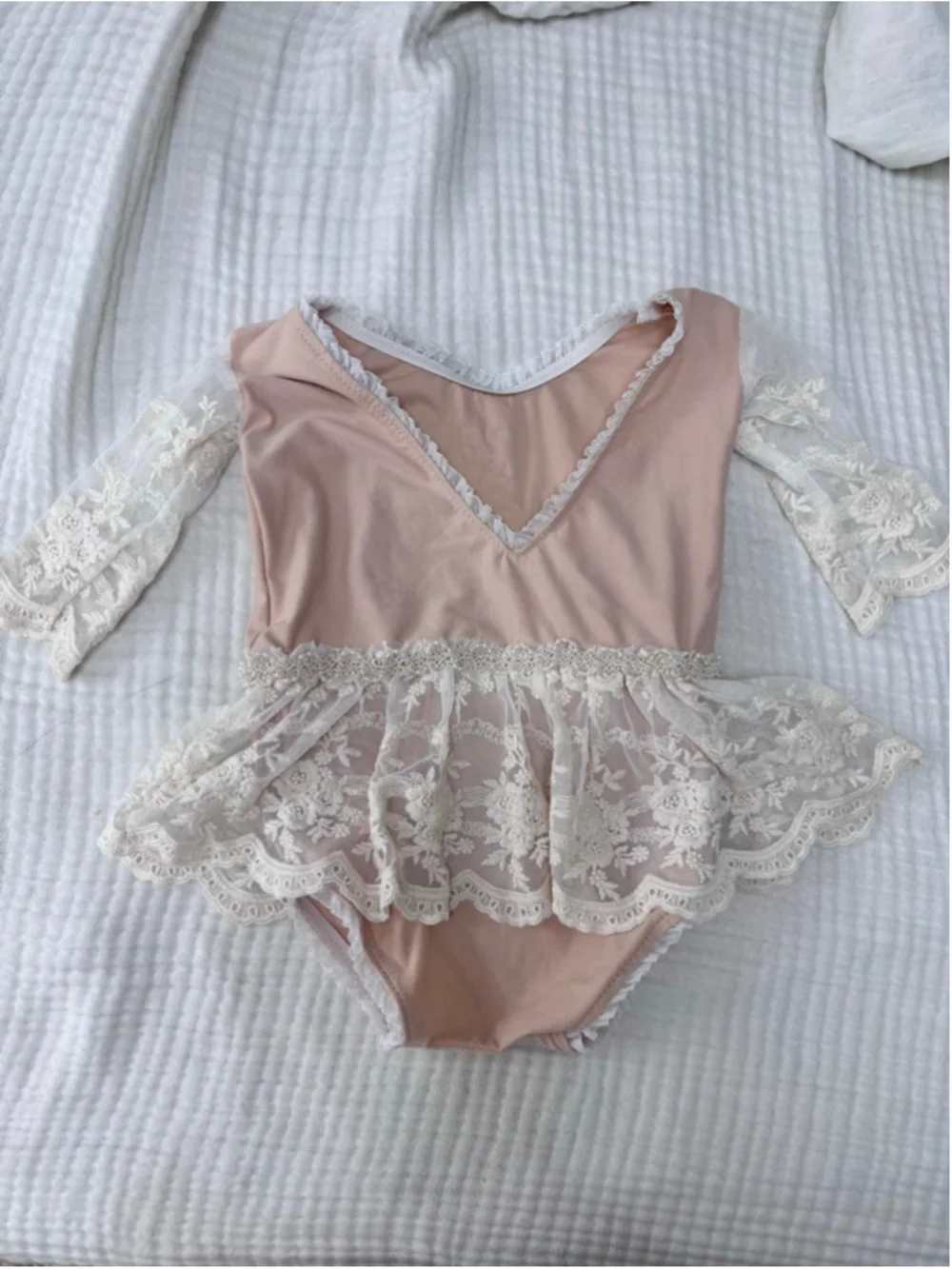 Baby Unbranded Pink & Cream Lace Ballet core Bodysuit One Size
